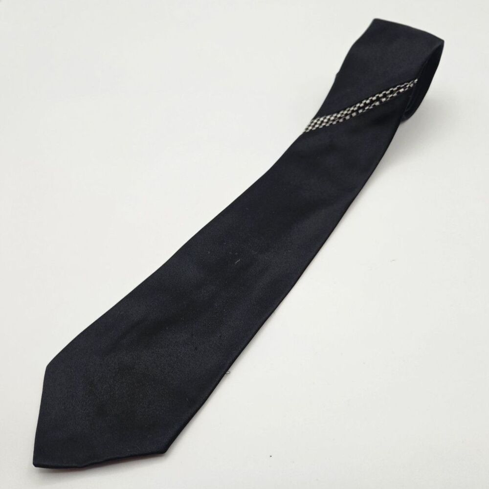 Gino Paoli Collezione Splendido Silk Men's Tie Black Checkered Accent Italy 3.5"